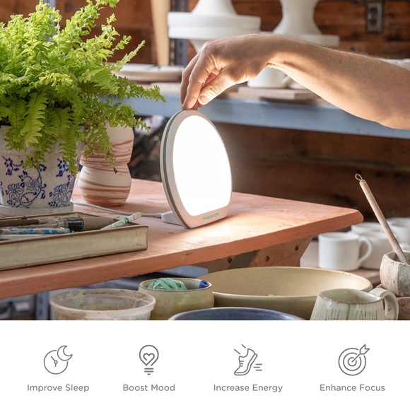 Verilux HappyLight Alba Round UV-Free LED Therapy Lamp Adjustable Brightness - Picture 1 of 9